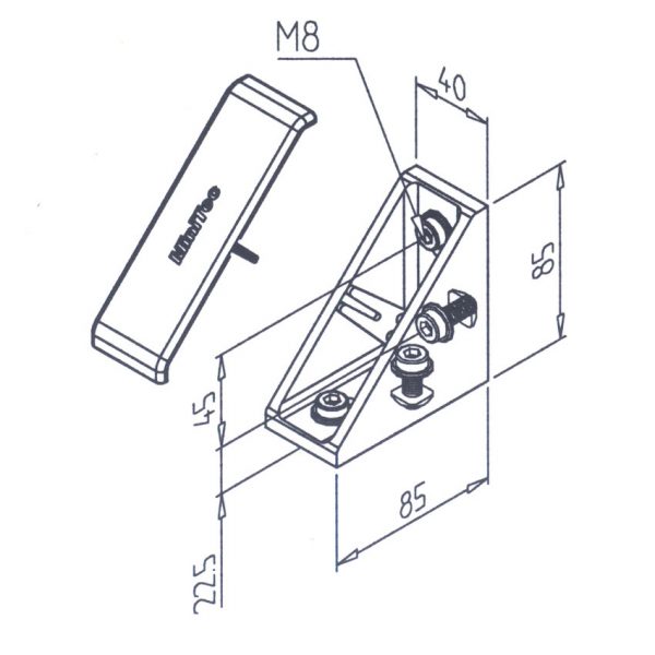Mounting angle 90x45 GD incl fixing kit diagram